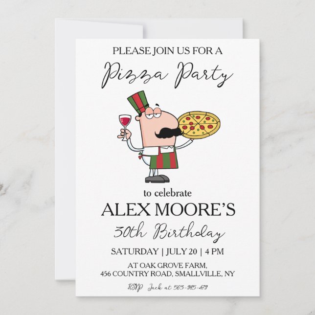 italian pizza party invitations (Front)