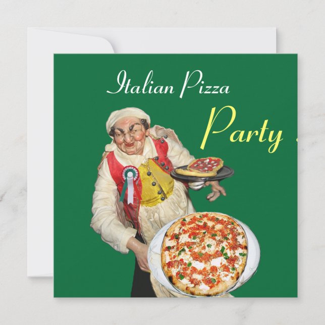 ITALIAN PIZZA PARTY , RESTAURANT black green Invitation (Front)