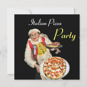 ITALIAN PIZZA PARTY , RESTAURANT red black Invitation