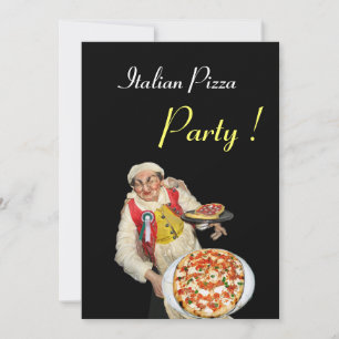 ITALIAN PIZZA PARTY , RESTAURANT red black Invitation