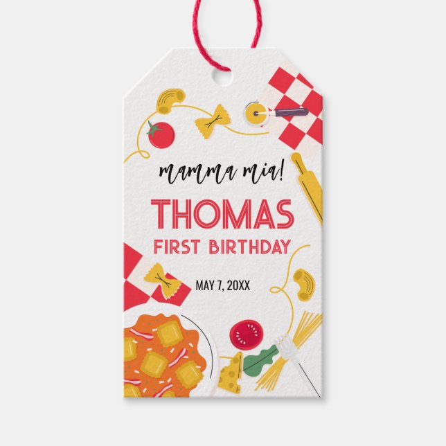 Italian Pizza Pasta Party Gift Tags (Front)