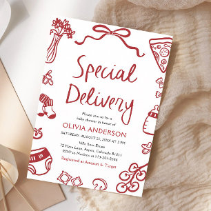 Italian Pizza Special Delivery Baby Shower Invitation
