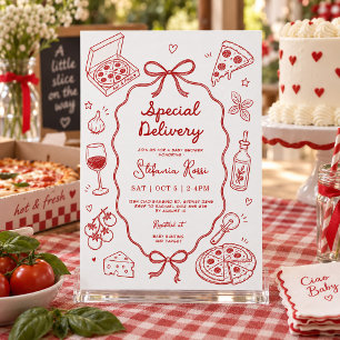 Italian Pizza Theme Special Delivery Baby Shower Invitation