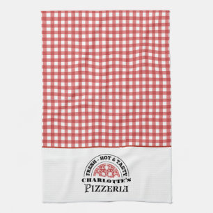 Italian Pizzeria Checkered Plaid  Tea Towel