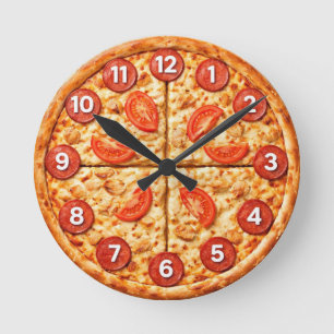 Italian Pizzeria Pizza Kitchen or Restaurant Round Clock