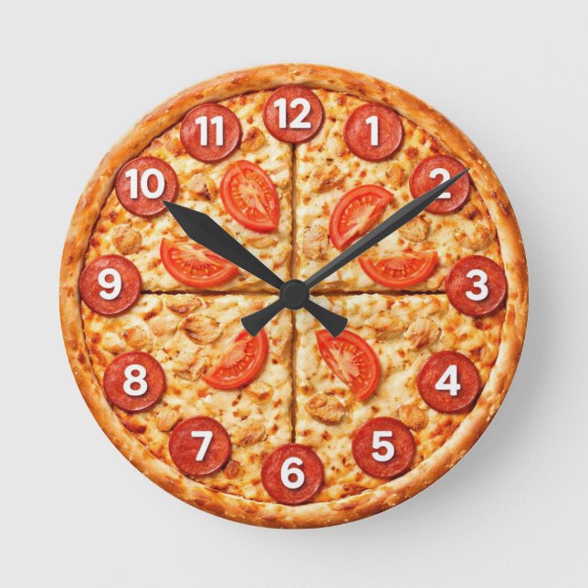Italian Pizzeria Pizza Kitchen or Restaurant Round Clock (Front)