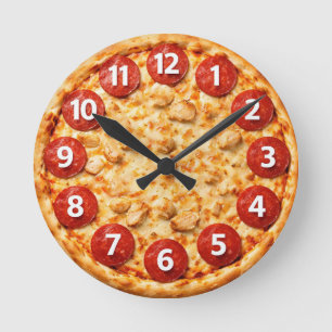 Italian Pizzeria Pizza Kitchen or Restaurant Round Clock