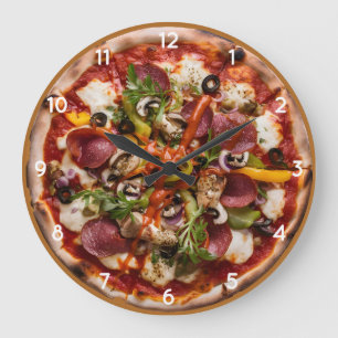 Italian Pizzeria Pizza Kitchen or Restaurant Round Large Clock