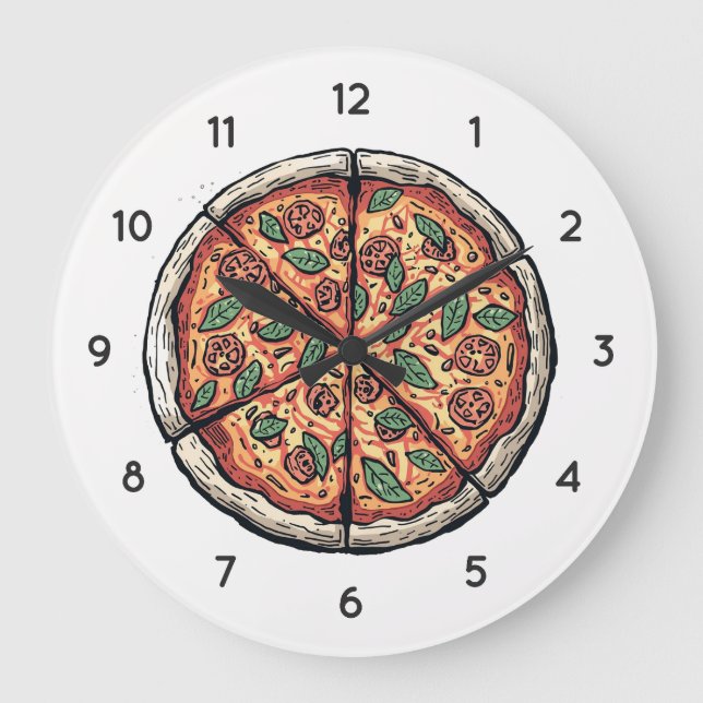Italian Pizzeria Pizza Kitchen or Restaurant Round Large Clock (Front)