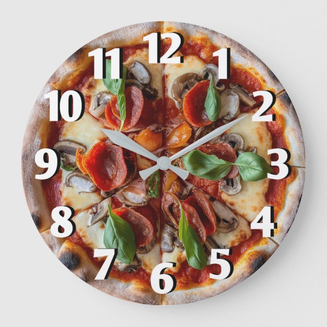Italian Pizzeria Pizza Kitchen or Restaurant Round Large Clock (Front)