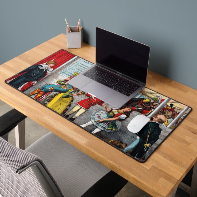 Italian Political Cartoon Of Circus Performers Desk Mat (Office 2)