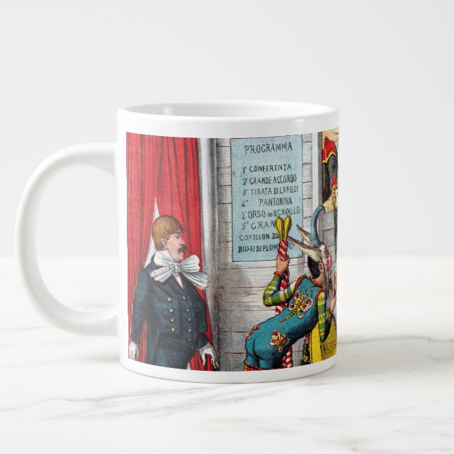 Italian Political Cartoon Of Circus Performers Large Coffee Mug (Left)