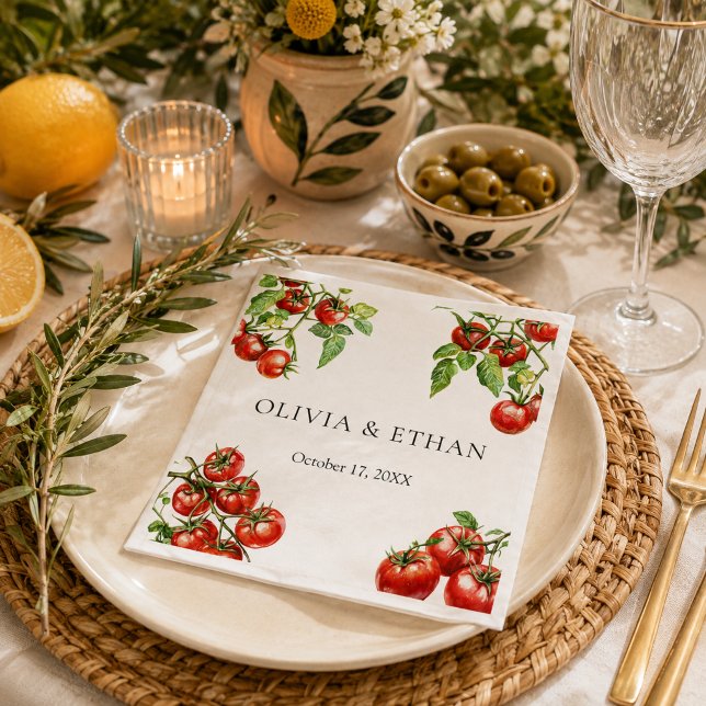 Italian Pomodoro Wedding  Napkin (Elegant Italian Pomodoro wedding napkins)