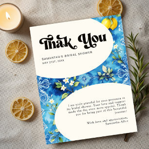 Italian Positano Amalfi Lemon Citrus Bridal Shower Thank You Card