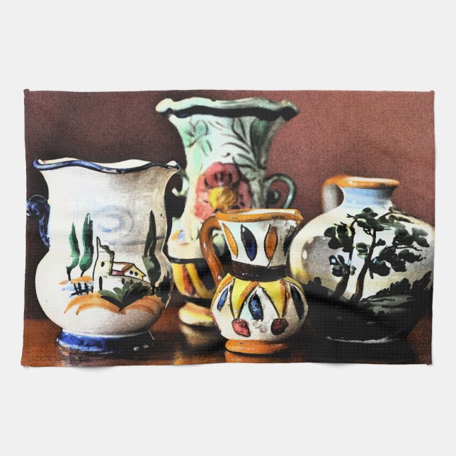 Italian Pottery Tea Towel (Horizontal)