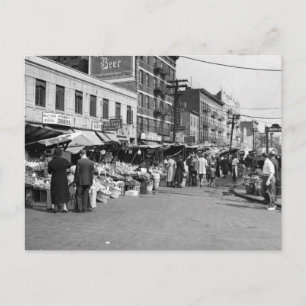 Italian Pushcart Market, Bronx: 1940 Postcard