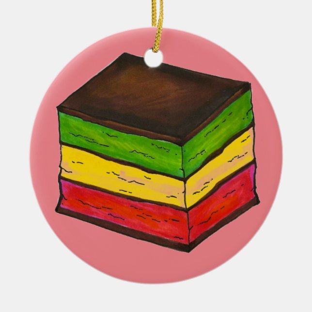 Italian Rainbow 7 Seven Layer Christmas Cookie Ceramic Tree Decoration (Front)