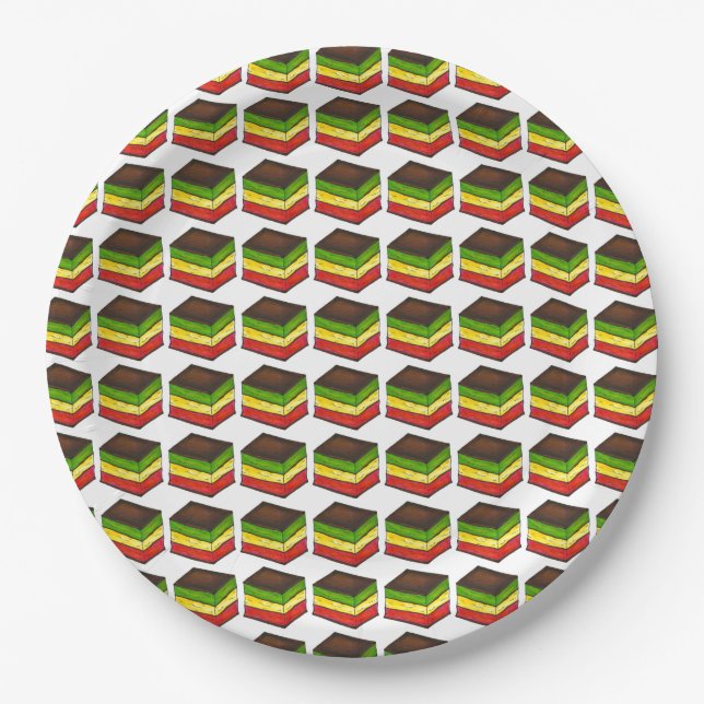 Italian Rainbow Seven Layer Tricolor Cookie Bakery Paper Plate (Front)