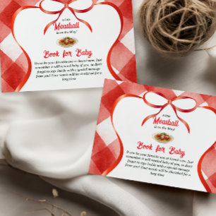 Italian Red Gingham Meatball Book For Baby Shower Enclosure Card
