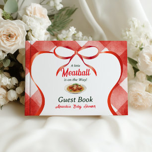 Italian Red Gingham Meatball Pasta Baby Shower Guest Book