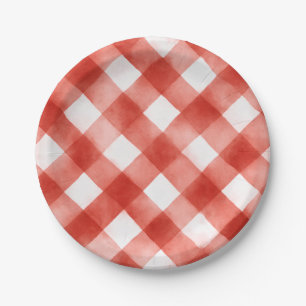 Italian Red Gingham Meatball Pasta Baby Shower Paper Plate