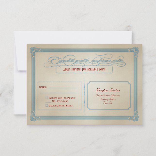 Italian Red White & Blue DIY Wedding RSVP Invitation (Front)