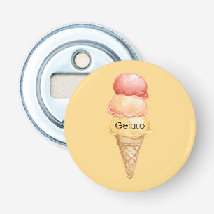 Italian Red Yellow Gelato Ice Cream Cone Bottle Opener