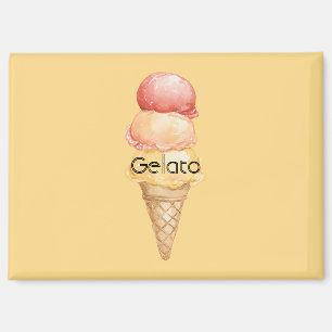 Italian Red Yellow Gelato Ice Cream Cone Magnet