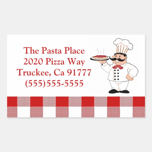 Italian Restaurant Pasta Chef Rectangular Sticker (Front)