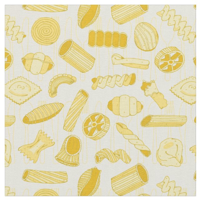Italian Restaurant Pasta Shapes Cream Fabric (Close Up)
