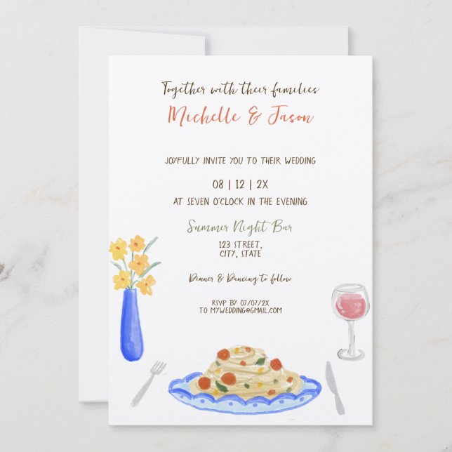 Italian Retro Whimsical Fun Hand Drawn Bow Photo Invitation (Front)