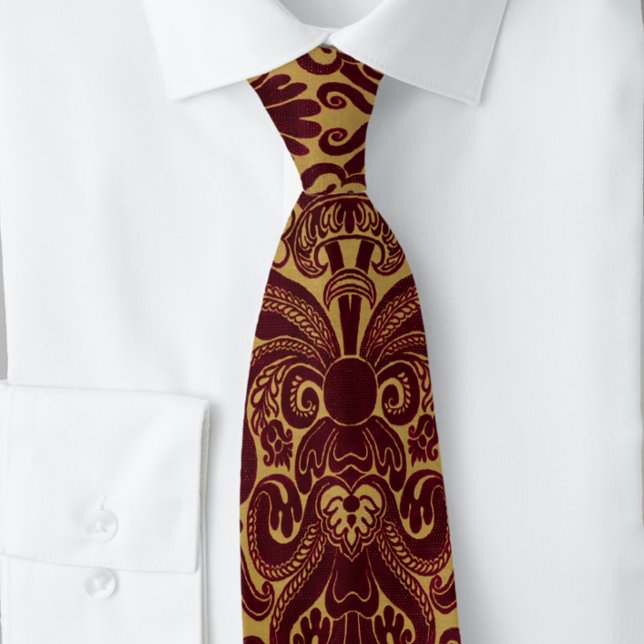 Italian Rich Burgundy Gold Renaissance  Tie (Creator Uploaded)