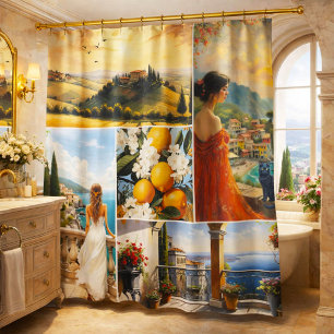 Italian Riviera Amalfi Coast Collage Shower Curtain