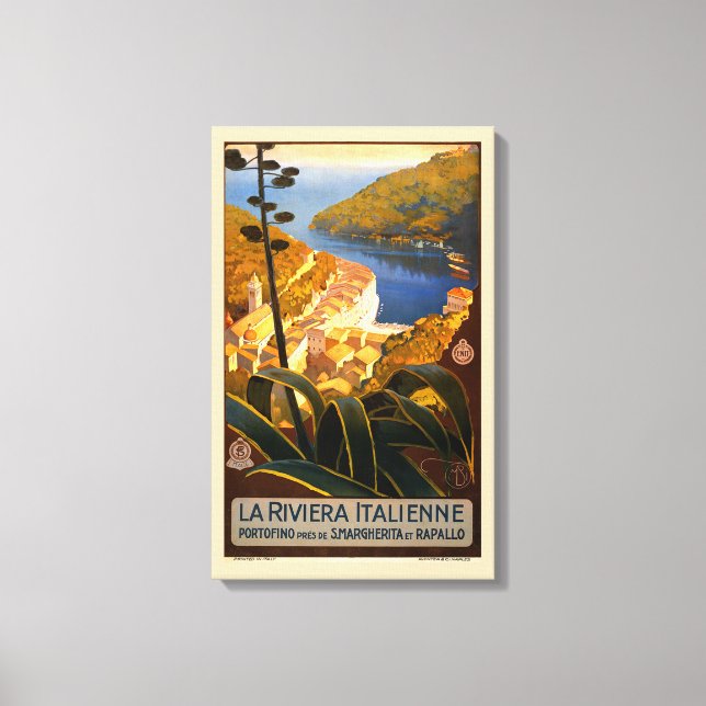 Italian Riviera Europe Italy Travel Poster Canvas Print (Front)