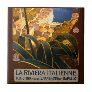 Italian Riviera Europe Italy Travel Poster Tile