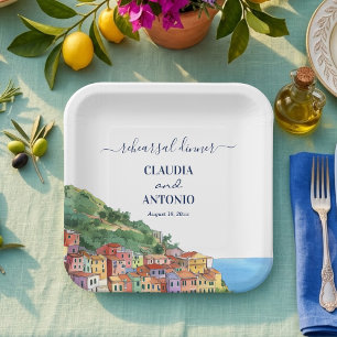 Italian Riviera Rehearsal Dinner Wedding Paper Plate
