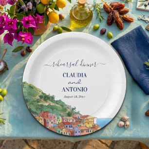 Italian Riviera Rehearsal Dinner Wedding Paper Plate