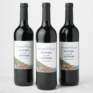 Italian Riviera Rehearsal Dinner Wedding Wine Label