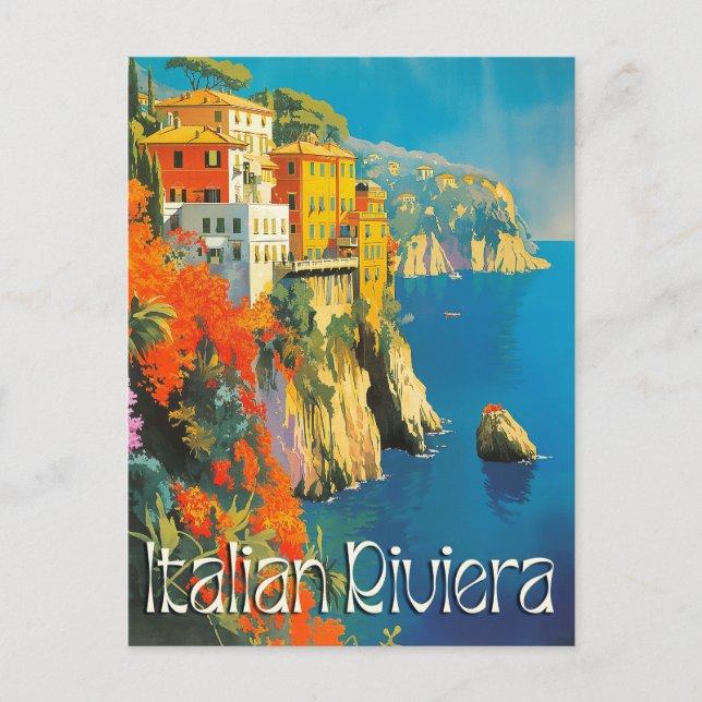 Italian Riviera Retro Travel  Postcard (Front)