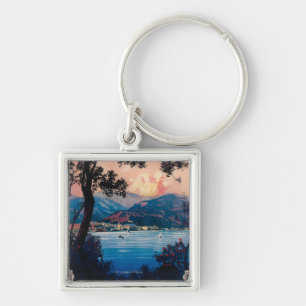 Italian Riviera Travel Poster Key Ring