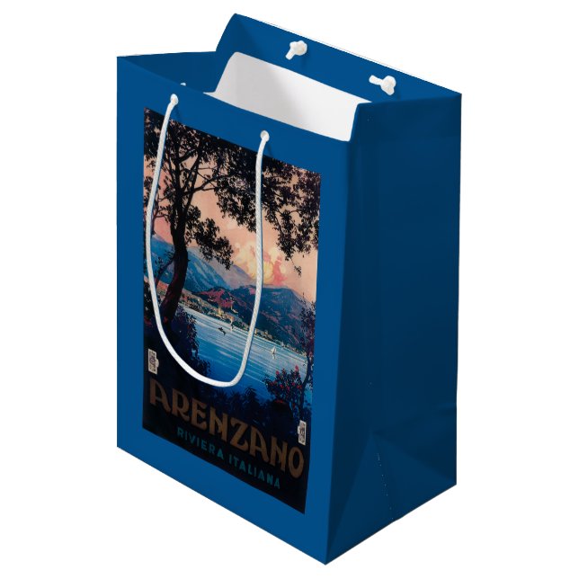 Italian Riviera Travel Poster Medium Gift Bag (Front Angled)