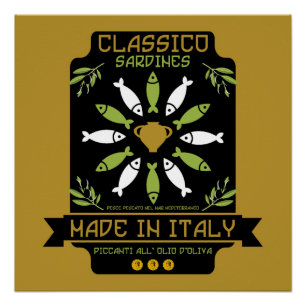 Italian Sardine Art Print Kitchen Gift