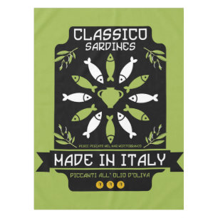 Italian Sardine Art Print Kitchen Gift Tablecloth