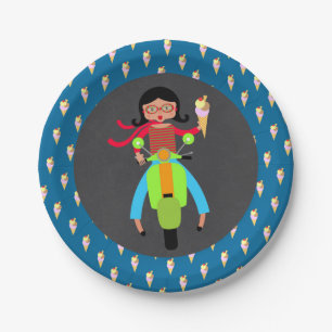 Italian scooter girl Birthday Party Paper Plate