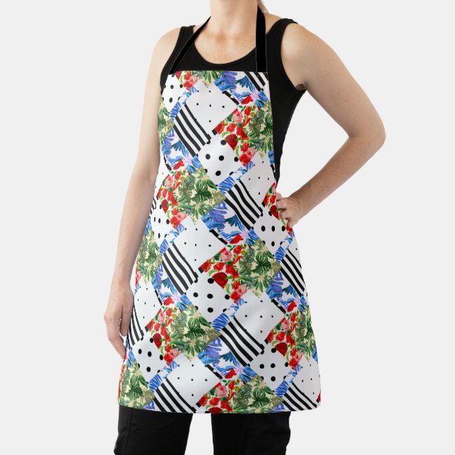 Italian,Sicilian art,patchwork,summer Flowers   Apron (Insitu)