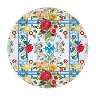 Italian,Sicilian,floral,majolica pattern Cutting Board