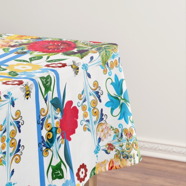 Italian,Sicilian,floral,majolica pattern    Tablecloth (In Situ)