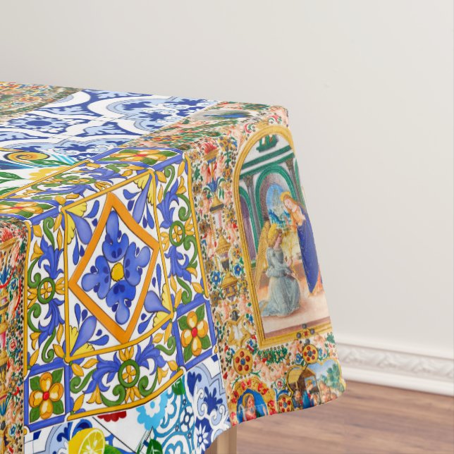 Italian,Sicilian,holy Mary,Virgin Mary,maiolica   Tablecloth (In Situ)