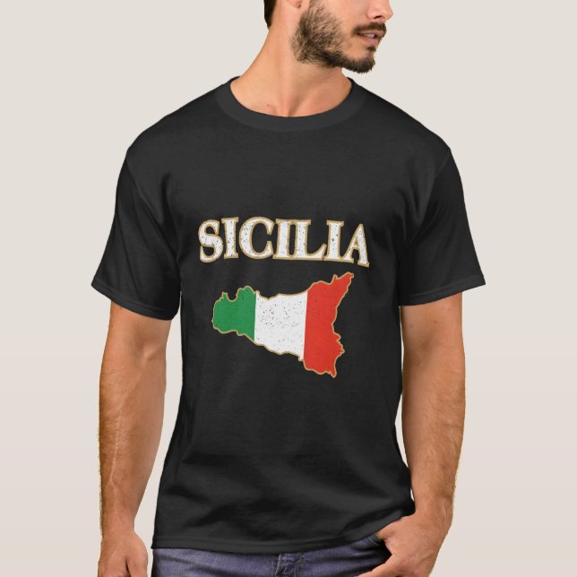 Italian Sicily Map Sicilia Sicilian T-Shirt (Front)