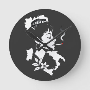 Italian Soul: Minimalist Rome Colosseum & Italy Ma Round Clock
